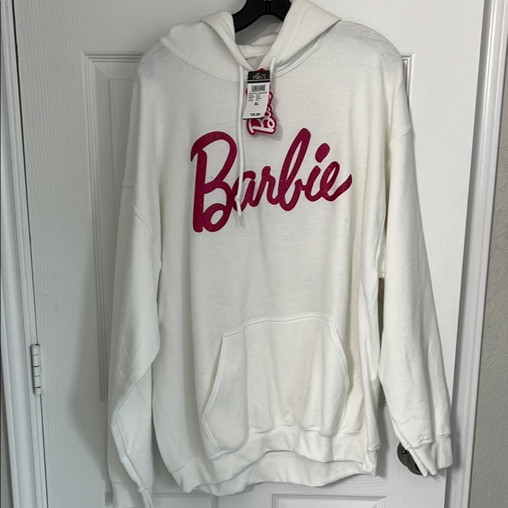 Barbie White and Pink Sweater with Signature Logo